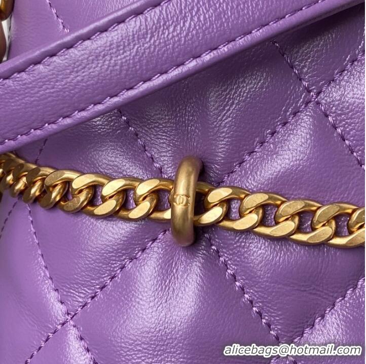 Good Taste Chanel Drawstring Bag & Gold Metal AS3116 purple