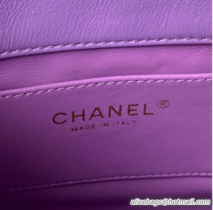 Good Taste Chanel Drawstring Bag & Gold Metal AS3116 purple