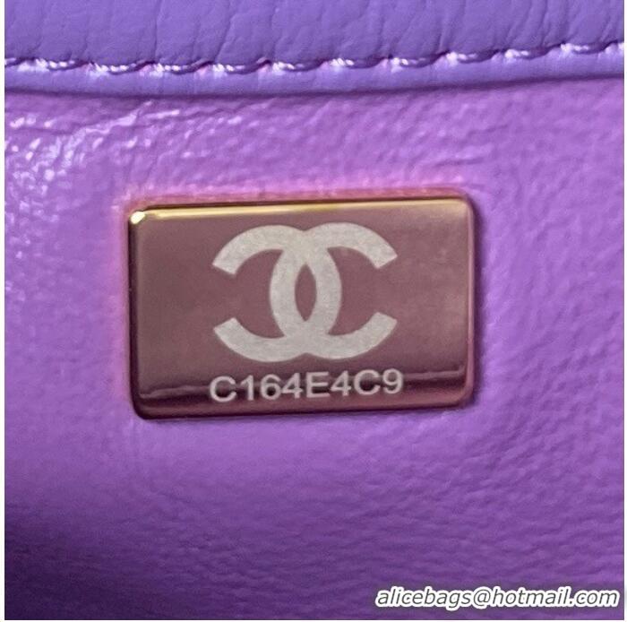 Good Taste Chanel Drawstring Bag & Gold Metal AS3116 purple