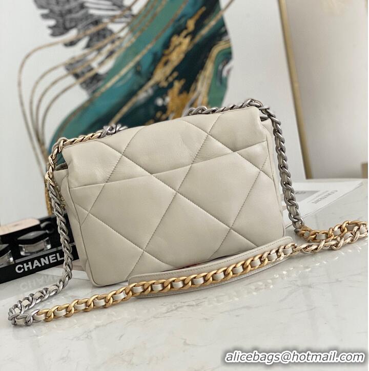 Discount Chanel 19 flap bag AS1160 AS1161 AS1162 Off White Silver Hardware