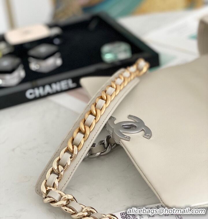 Discount Chanel 19 flap bag AS1160 AS1161 AS1162 Off White Silver Hardware