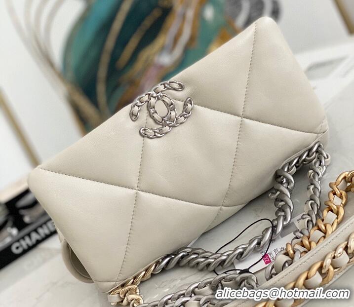 Discount Chanel 19 flap bag AS1160 AS1161 AS1162 Off White Silver Hardware