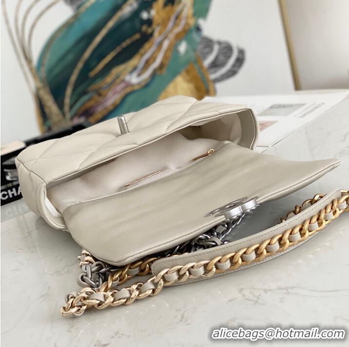 Discount Chanel 19 flap bag AS1160 AS1161 AS1162 Off White Silver Hardware