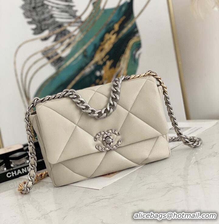 Discount Chanel 19 flap bag AS1160 AS1161 AS1162 Off White Silver Hardware