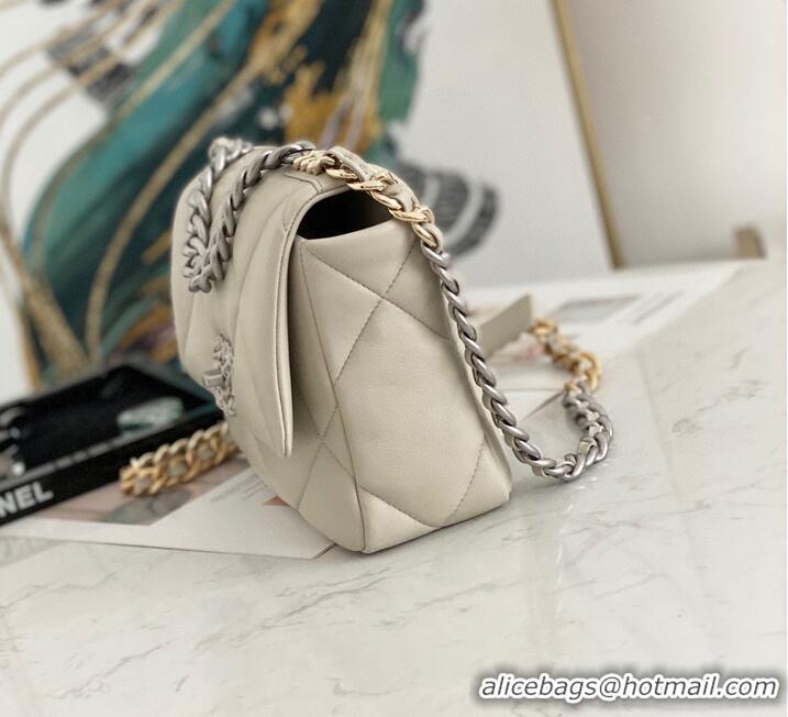 Discount Chanel 19 flap bag AS1160 AS1161 AS1162 Off White Silver Hardware