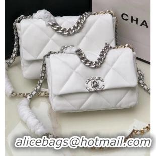 Buy Fashionable Chanel 19 flap bag AS1160 AS1161 AS1162 White Silver Hardware