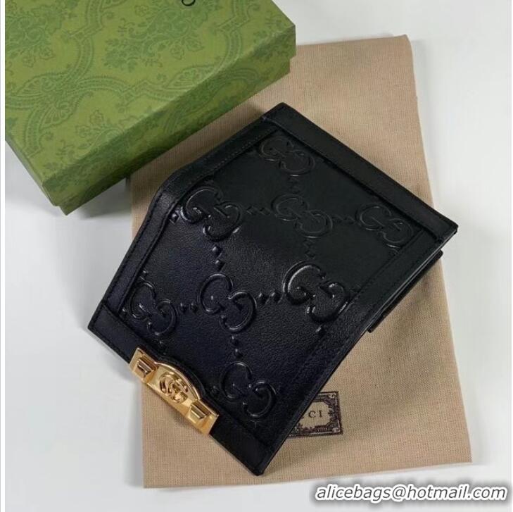 Top Quality Gucci GG card case wallet 676150 black