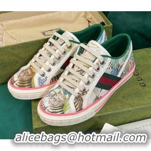 Sophisticated Gucci Women's Tennis 1977 Tiger Print Canvas Sneakers 030568