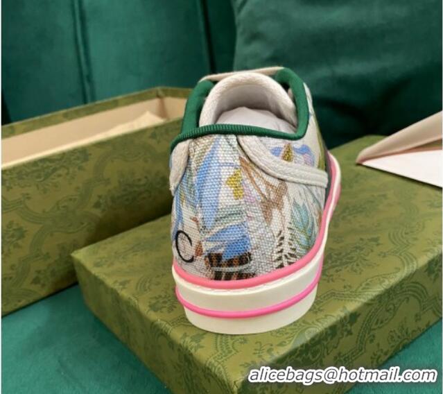 Sophisticated Gucci Women's Tennis 1977 Tiger Print Canvas Sneakers 030568