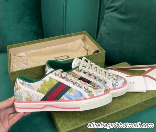 Sophisticated Gucci Women's Tennis 1977 Tiger Print Canvas Sneakers 030568