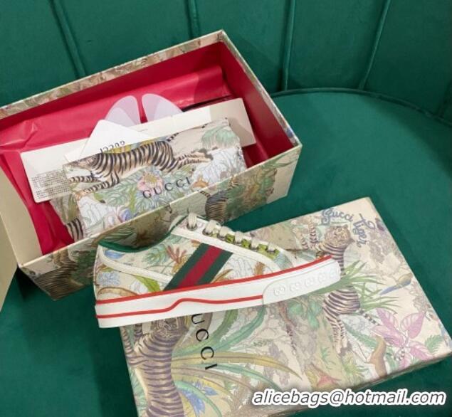 Hot Style Gucci Men's Tennis 1977 Tiger Print Canvas Sneakers 030569