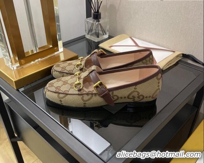 Charming Gucci GG Canvas Loafers with Horsebit Beige 030581