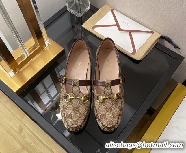 Charming Gucci GG Canvas Loafers with Horsebit Beige 030581