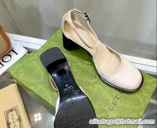 Good Looking Gucci Silk High Heel Pumps 8.5cm White 030701