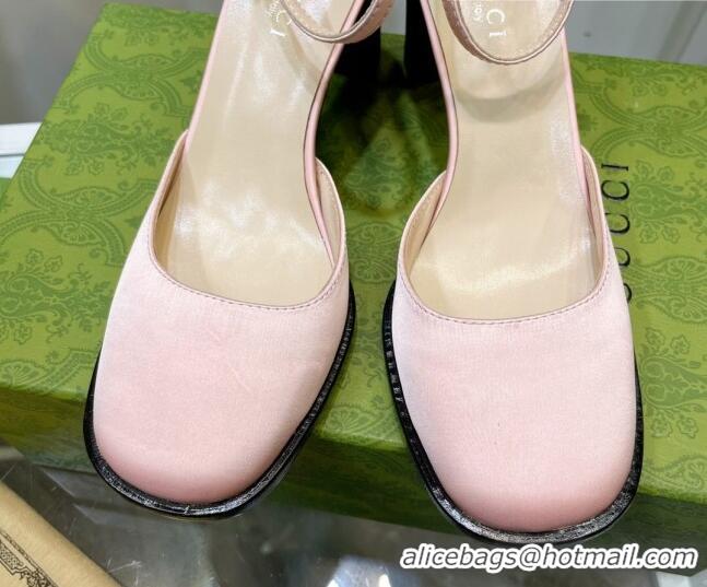 Good Taste Gucci Silk High Heel Pumps 8.5cm Pink 030702