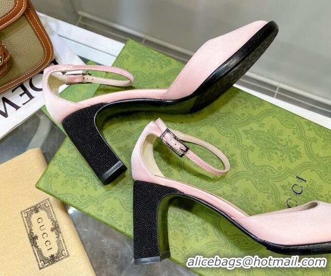 Good Taste Gucci Silk High Heel Pumps 8.5cm Pink 030702