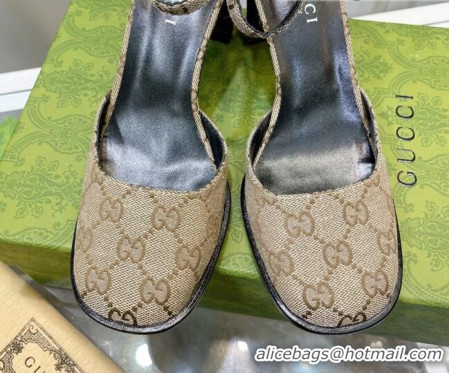 Purchase Gucci GG Canvas High Heel Pumps 8.5cm Beige 030703