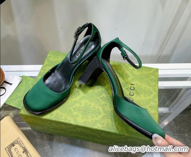 Best Product Gucci Silk High Heel Pumps 8.5cm Green 030704