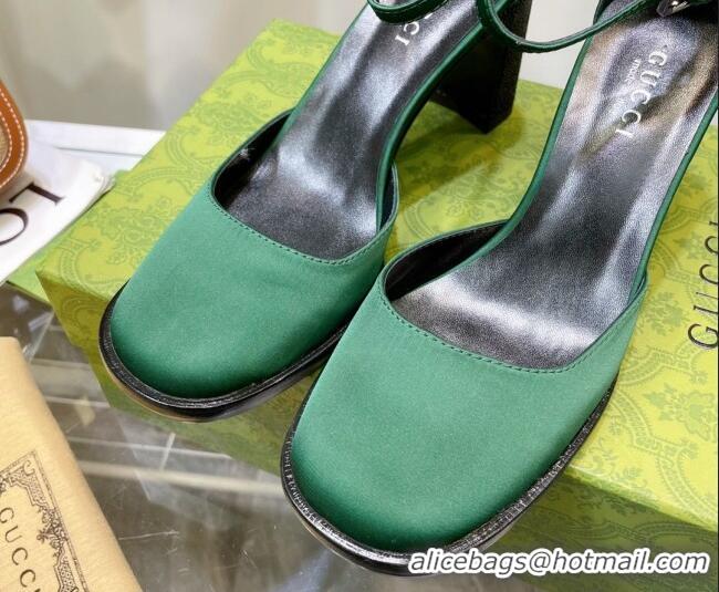 Best Product Gucci Silk High Heel Pumps 8.5cm Green 030704