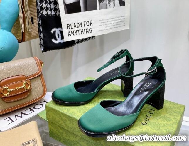 Best Product Gucci Silk High Heel Pumps 8.5cm Green 030704