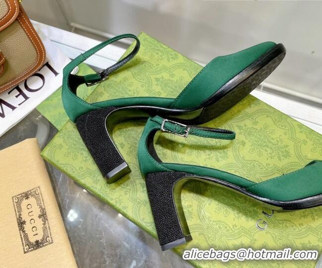 Best Product Gucci Silk High Heel Pumps 8.5cm Green 030704