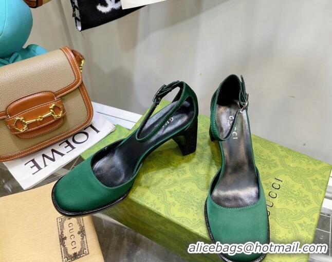 Best Product Gucci Silk High Heel Pumps 8.5cm Green 030704