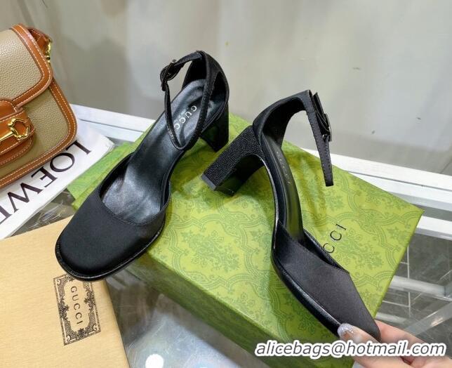 Best Price Gucci Silk High Heel Pumps 8.5cm Black 030706