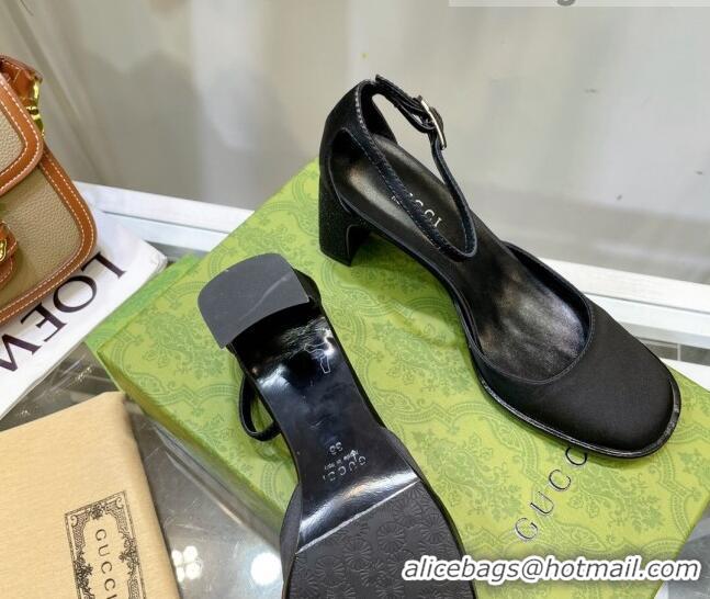 Best Price Gucci Silk High Heel Pumps 8.5cm Black 030706