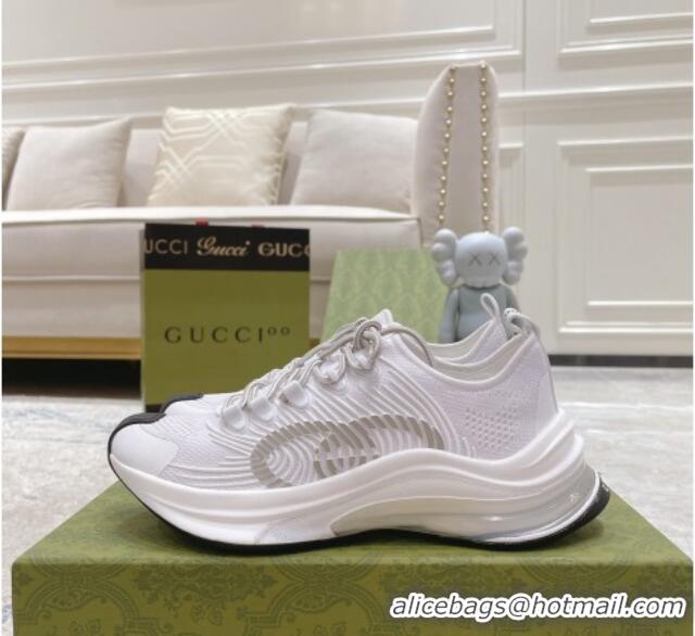 Durable Gucci Run Sneakers in Interlocking G Knit Fabric White 032543