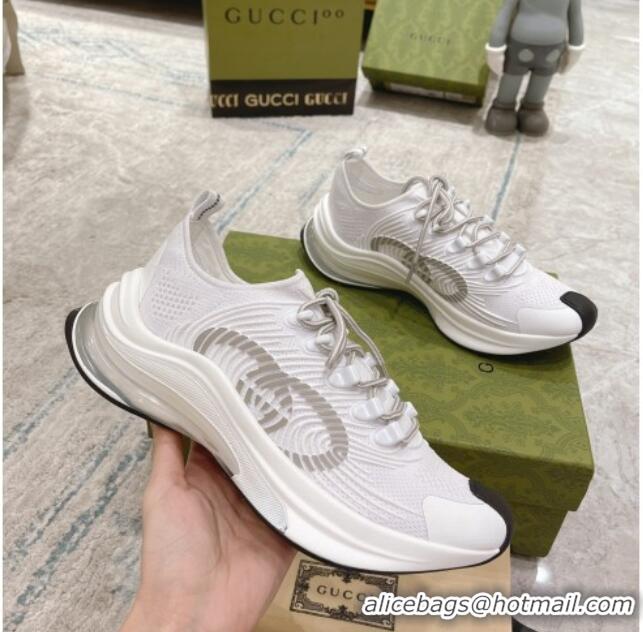 Durable Gucci Run Sneakers in Interlocking G Knit Fabric White 032543