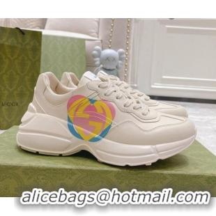 Cheaps Gucci Rhyton Heart Sneakers White 032550