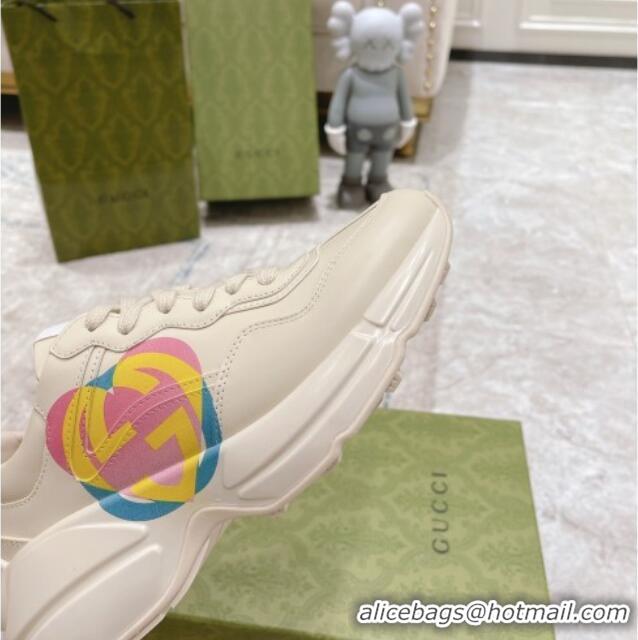 Cheaps Gucci Rhyton Heart Sneakers White 032550