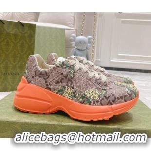 Low Cost Gucci Rhyton Pineapple Sneakers Beige/Orange 032552