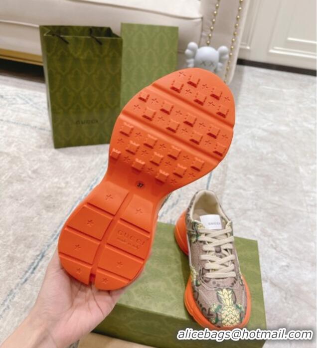 Low Cost Gucci Rhyton Pineapple Sneakers Beige/Orange 032552