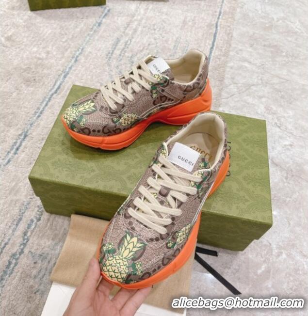 Low Cost Gucci Rhyton Pineapple Sneakers Beige/Orange 032552