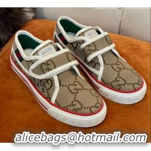 Comfortable Gucci Tennis 1977 GG Canvas Sneakers with Velcro Strap 032677