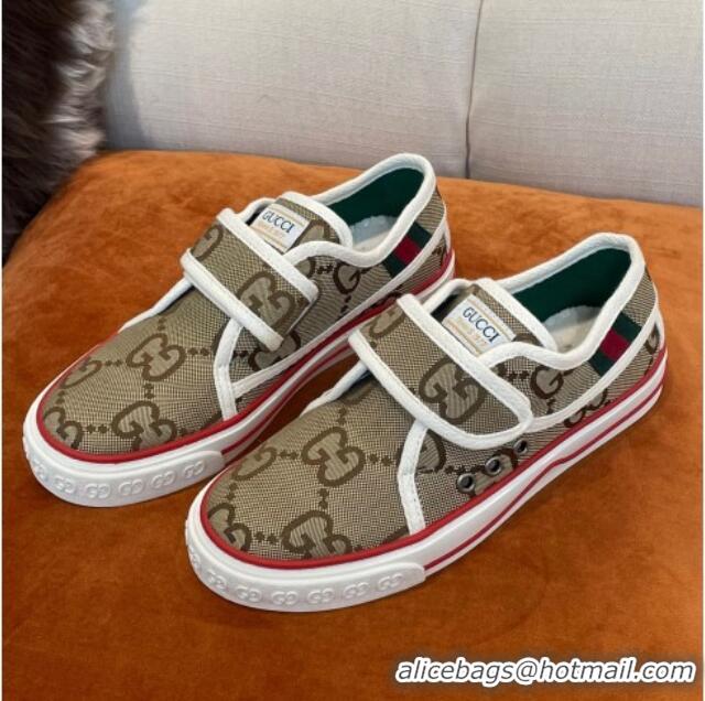 Comfortable Gucci Tennis 1977 GG Canvas Sneakers with Velcro Strap 032677