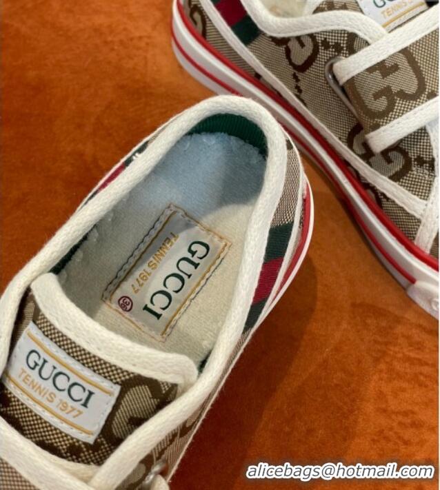 Comfortable Gucci Tennis 1977 GG Canvas Sneakers with Velcro Strap 032677