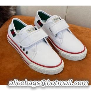 Perfect Gucci Tennis 1977 leather Sneakers with Velcro Strap White 032678