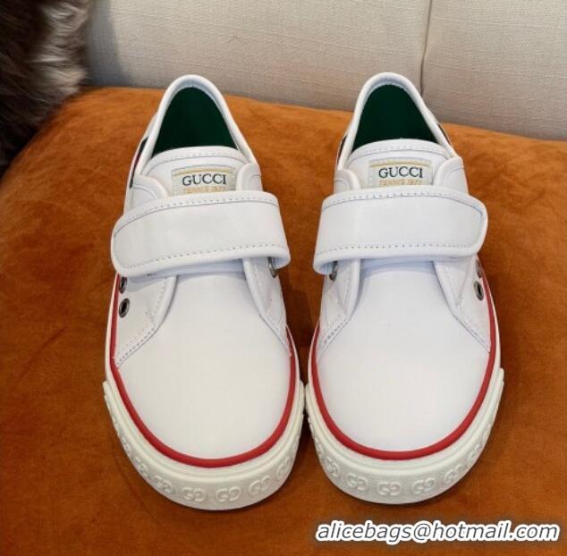 Perfect Gucci Tennis 1977 leather Sneakers with Velcro Strap White 032678