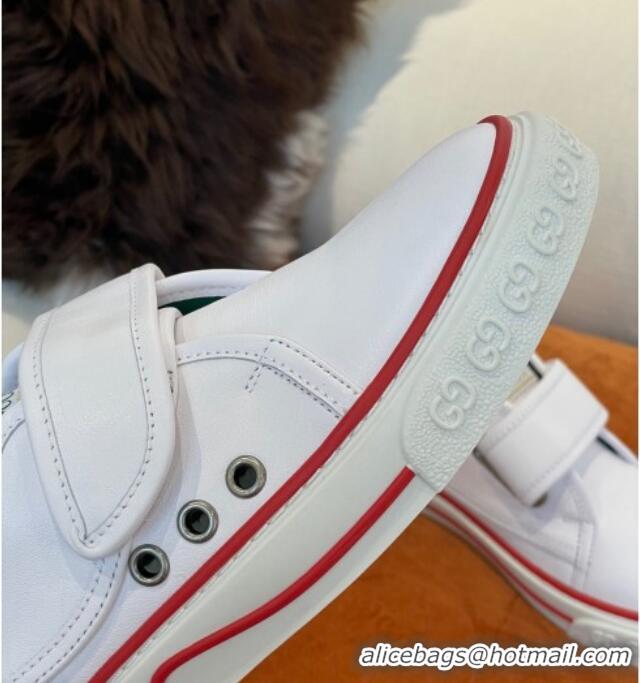 Perfect Gucci Tennis 1977 leather Sneakers with Velcro Strap White 032678