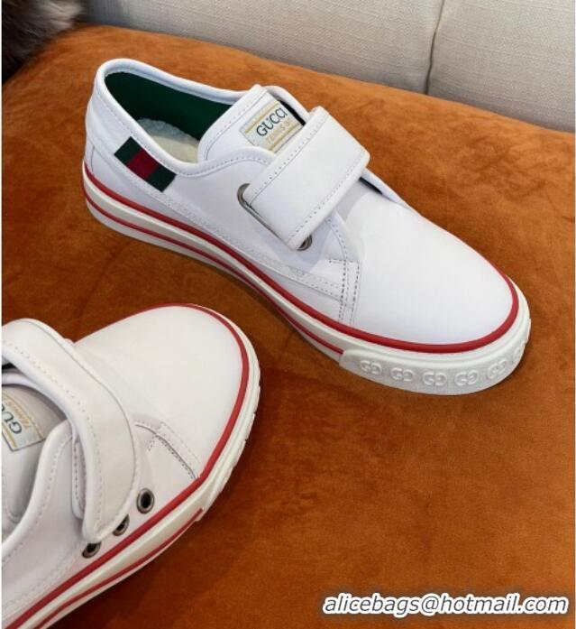 Perfect Gucci Tennis 1977 leather Sneakers with Velcro Strap White 032678