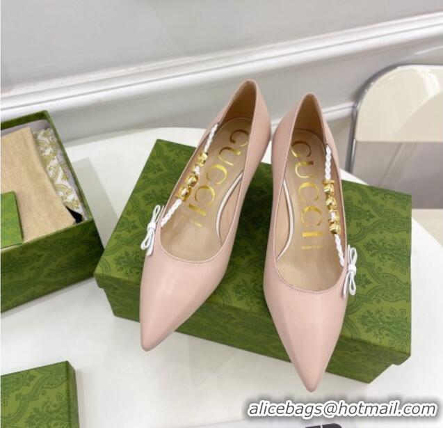 Best Product Gucci Leather Pumps 5.5cm with 'GUCCI' Bow Pink 032855