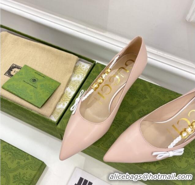 Best Product Gucci Leather Pumps 5.5cm with 'GUCCI' Bow Pink 032855