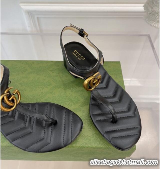 Lowest Price Gucci Calfskin GG Thong Sandals 3.5cm Black 032856