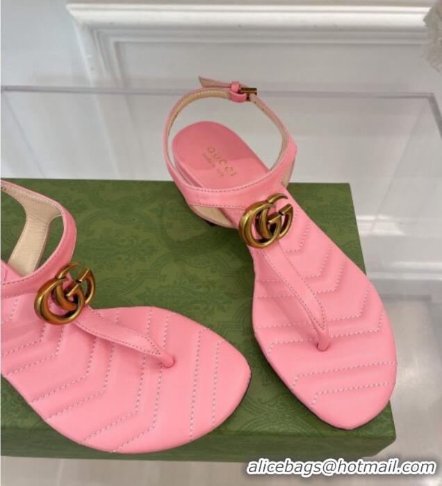 Good Quality Gucci Calfskin GG Thong Sandals 3.5cm Pink 032857