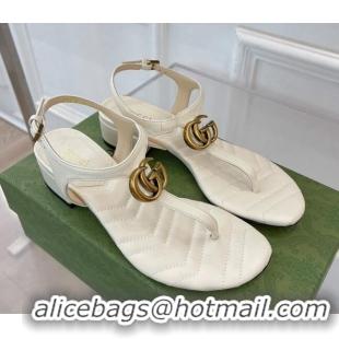 Lowest Cost Gucci Calfskin GG Thong Sandals 3.5cm White 32858