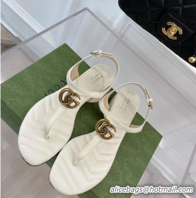 Lowest Cost Gucci Calfskin GG Thong Sandals 3.5cm White 32858