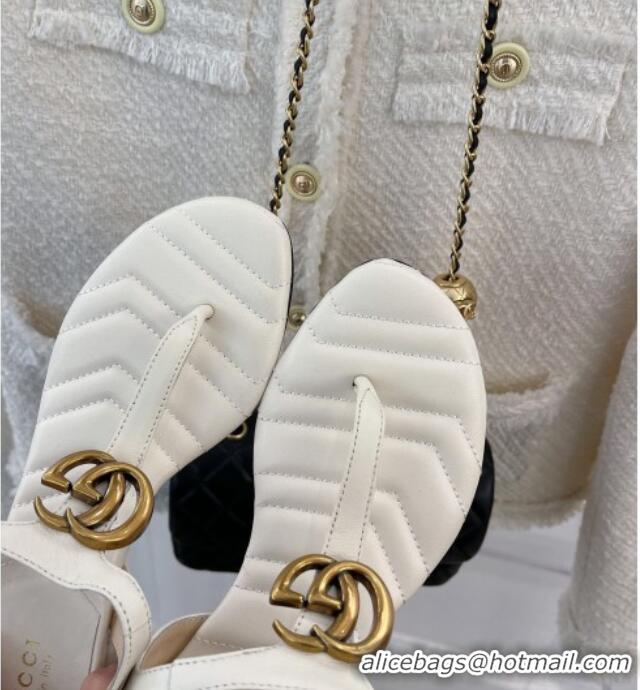 Lowest Cost Gucci Calfskin GG Thong Sandals 3.5cm White 32858