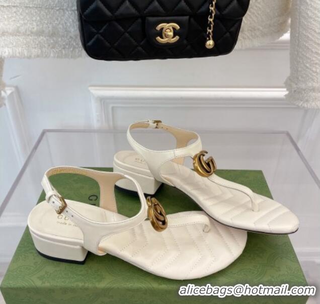 Lowest Cost Gucci Calfskin GG Thong Sandals 3.5cm White 32858